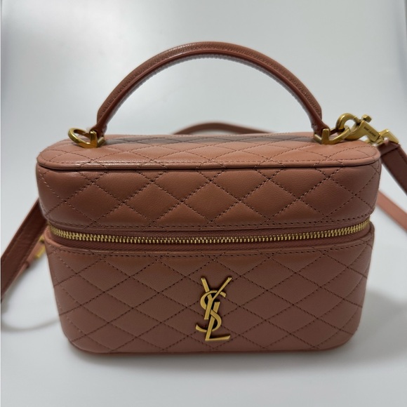 Saint Laurent Handbags - Saint Laurent YSL Gaby Mini Vanity Bag in Lambskin Barely Pink Gold